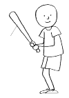 A boy with a bat ready to hit a ball away. He plays baseball.