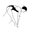 A duikster, which is a dive attitude. She stretched her arms and her legs too. In this picture are only her right leg and arm to be seen. Moreover, there is nothing in the area displayed. No diving block.