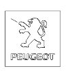 Logo of the Peugeot car. The picture is in a square with an upright lion is