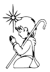 Christmas; a shepherd kneeling down