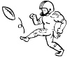 American Football player, the Football wegtrapt with his left leg