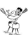 A person is vaulting. With 1 hand he is standing on the vaulting horse and he has both legs high in the air as he vaults across.