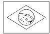 Brazilian flag, green with a yellow diamond in the yellow diamond is a globe with white stars and the text '& ordem progresso'