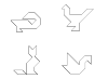 four Tangram puzzles, they are all four animals.