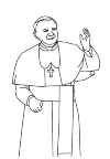 Pope John Paul, standing and waving to the people.