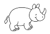 rhino with its horn on the right