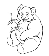 A panda bear, that is. He has a branch with leaves in his right hand.