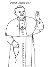 Pope John Paul, he has a rosary in his left hand and his right hand he