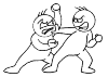 Two people fighting.