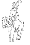 Saint on horseback, he has the staff in his hand